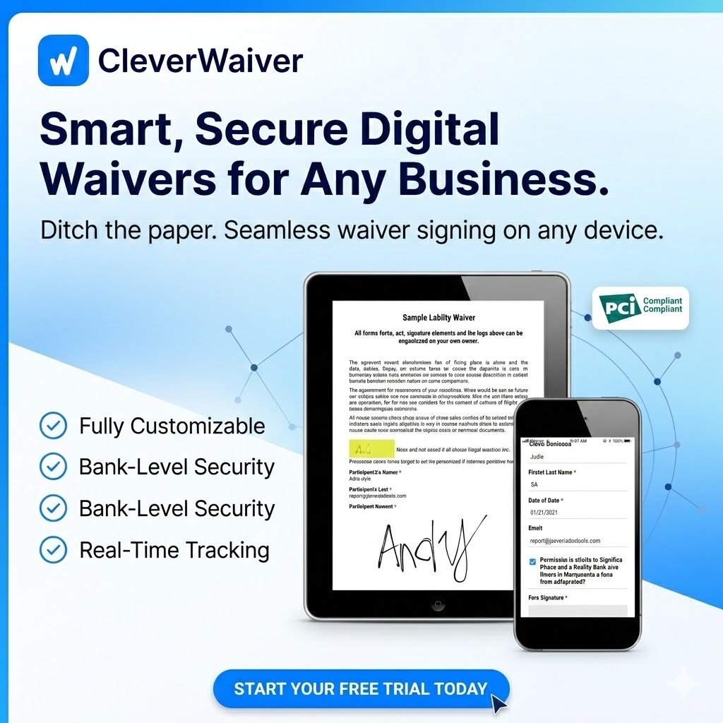 CleverWaiver Smart Digital Waiver  Booking Platform for Global Business Compliance